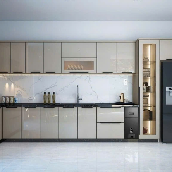 Tủ bếp Acrylic tráng gương