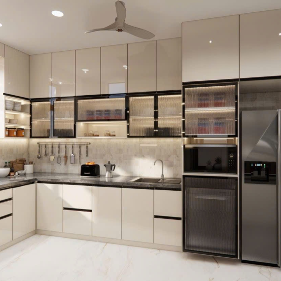 Tủ bếp Acrylic tráng gương