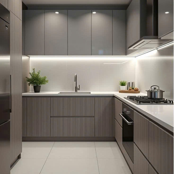 Tủ bếp chữ L tối ưu không gian tại Thịnh Phát Việt