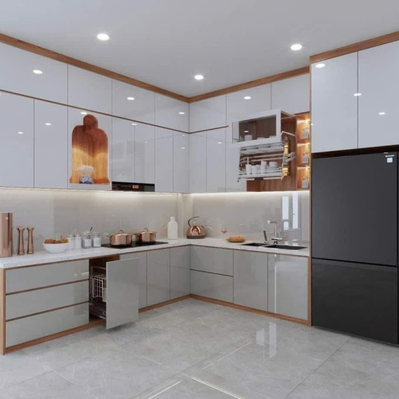 Tủ bếp chữ L tối ưu không gian tại Thịnh Phát Việt