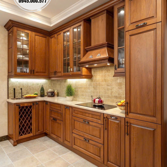 Tủ bếp nhôm giả gỗ