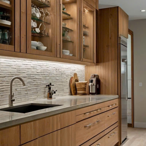 Tủ bếp nhôm giả gỗ