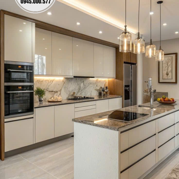 Tủ bếp trên 2 tầng