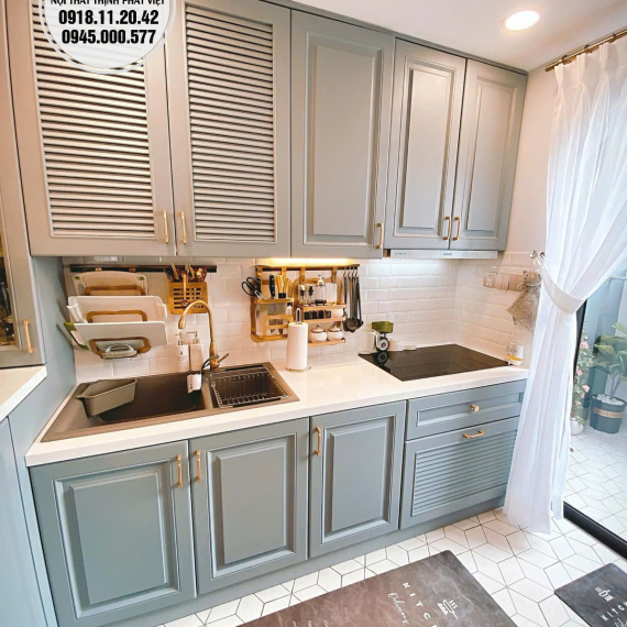 Tủ bếp trên 2 tầng