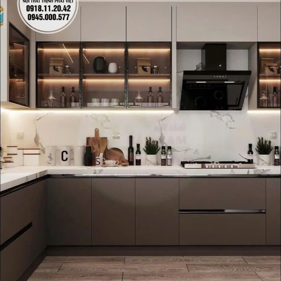 Tủ bếp trên 2 tầng