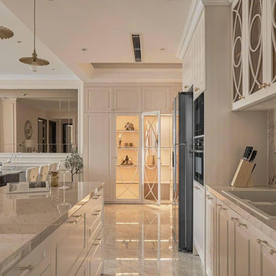 Tủ bếp trên 2 tầng