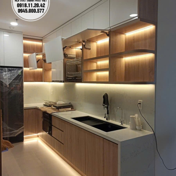 Tủ bếp trên 2 tầng