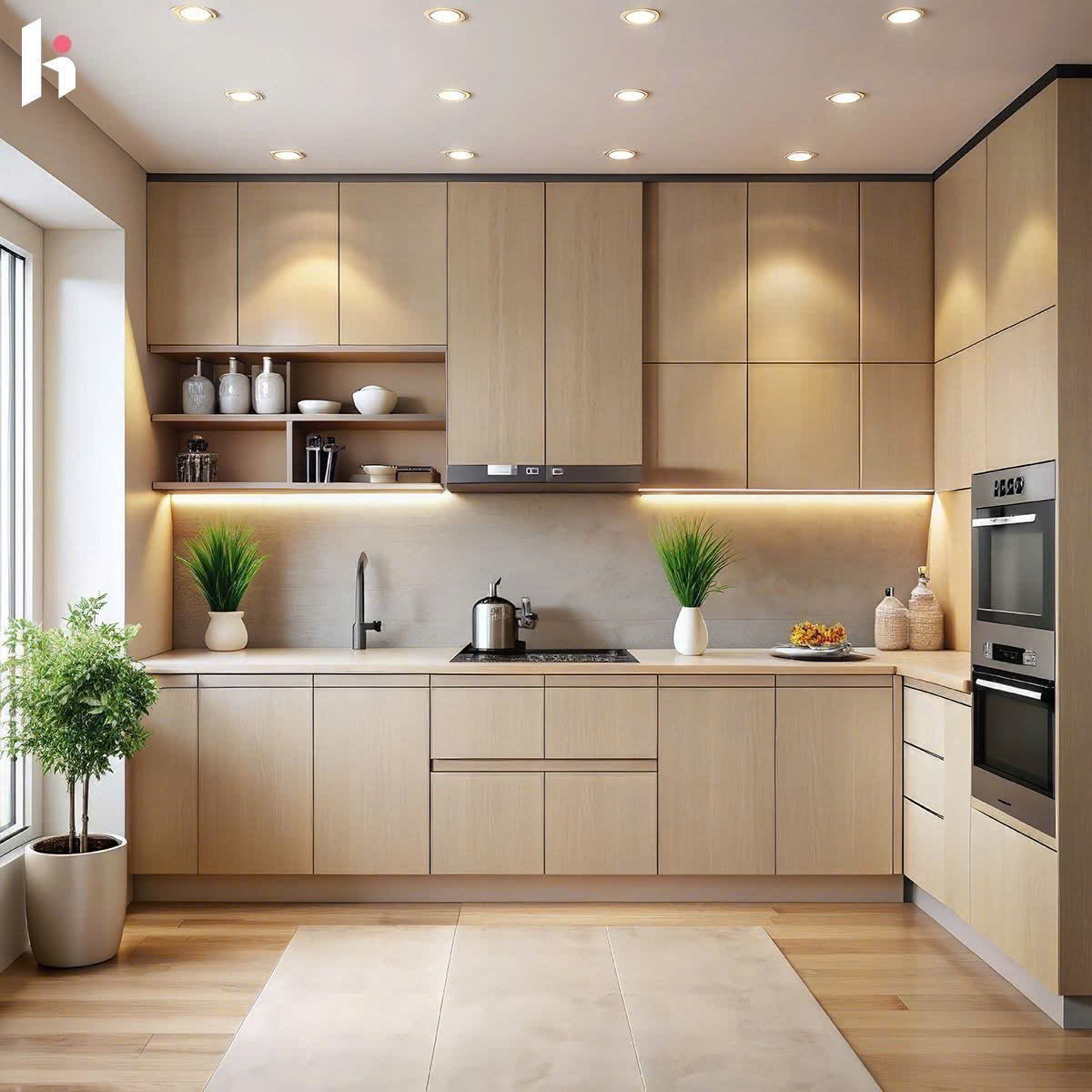 tủ bếp nhôm giả gỗ