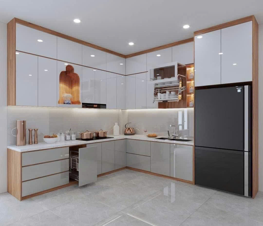 tủ bếp trên 2 tầng