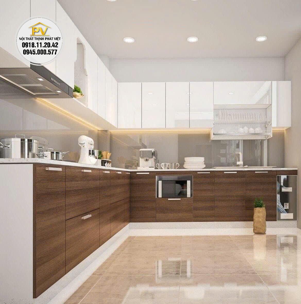 tủ bếp inox cánh kính