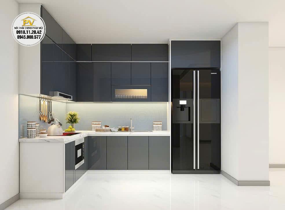 tủ bếp inox cánh kính