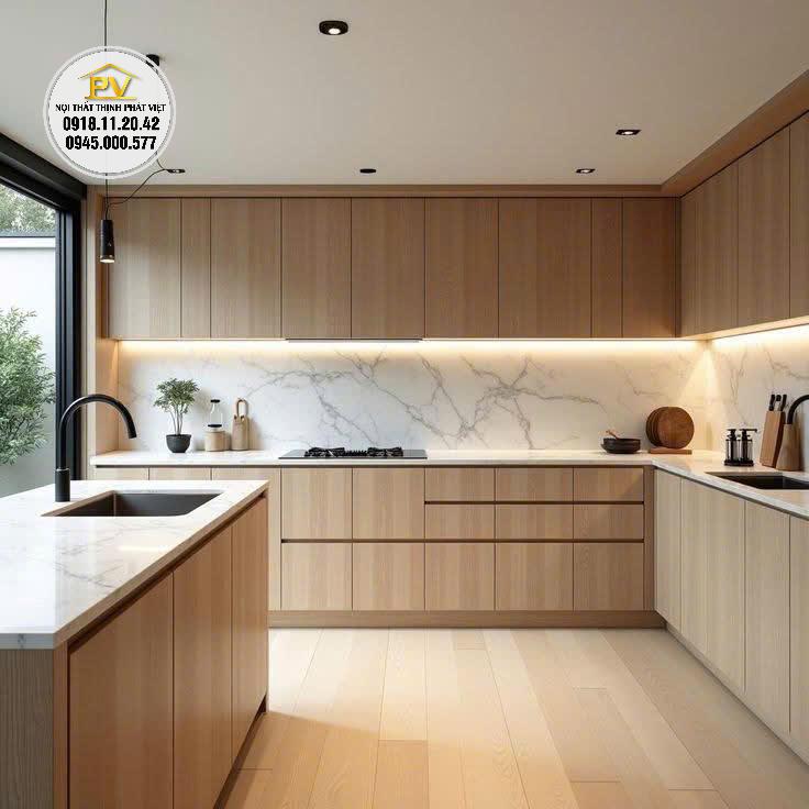 Tủ bếp gỗ công nghiệp
