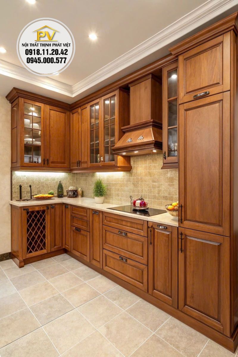 tủ bếp trên 2 tầng