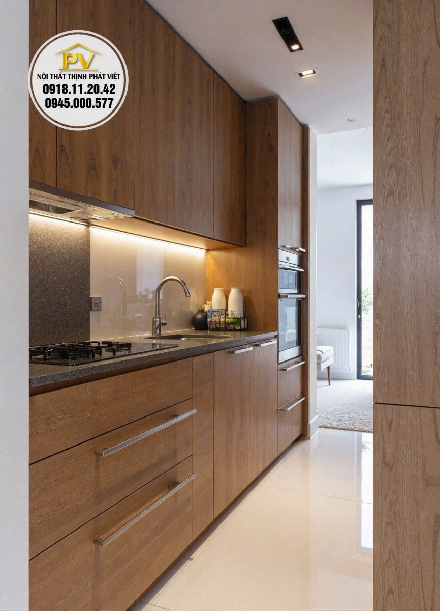 tủ bếp trên 2 tầng