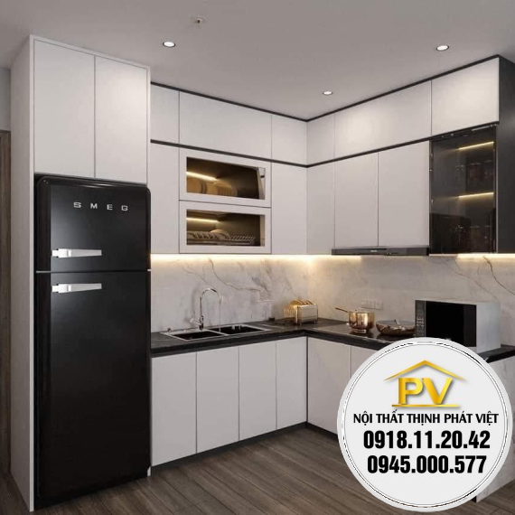 Tủ bếp chữ L tối ưu không gian tại Thịnh Phát Việt