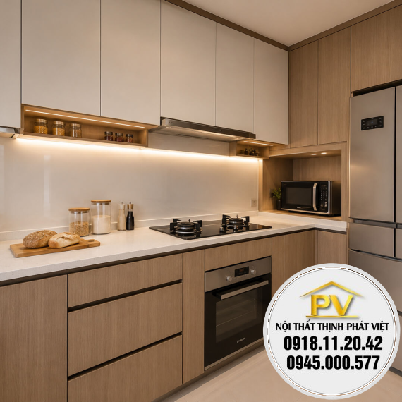 Tủ bếp inox cánh kính