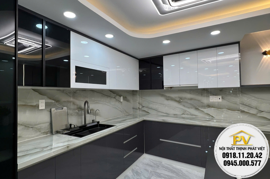 Tủ bếp chữ L tối ưu không gian tại Thịnh Phát Việt