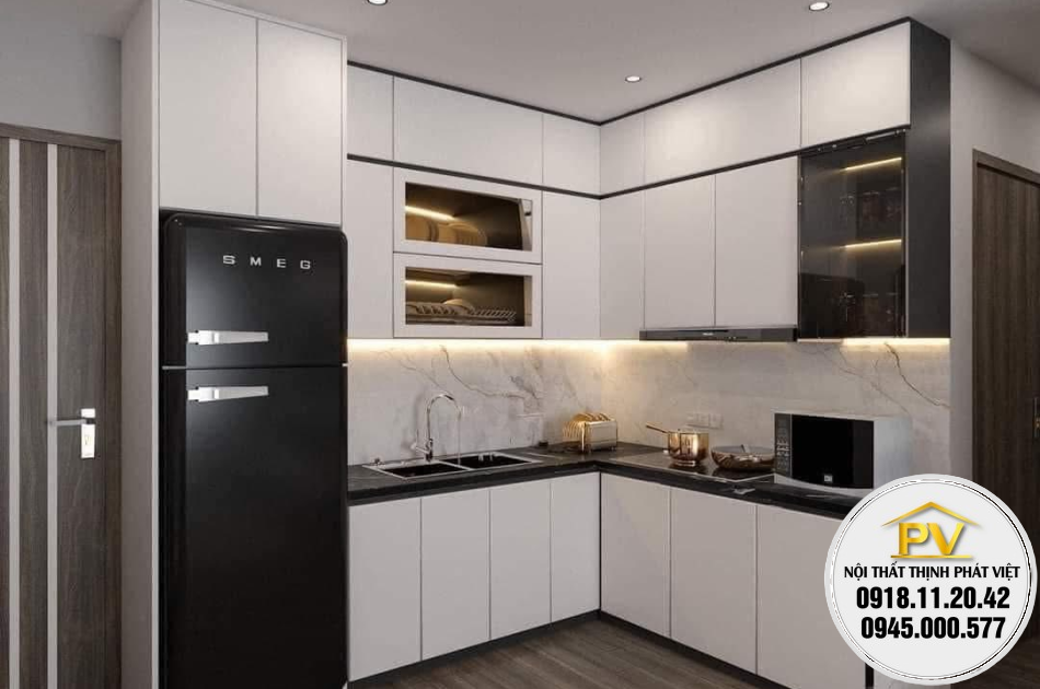 Tủ bếp chữ L tối ưu không gian tại Thịnh Phát Việt