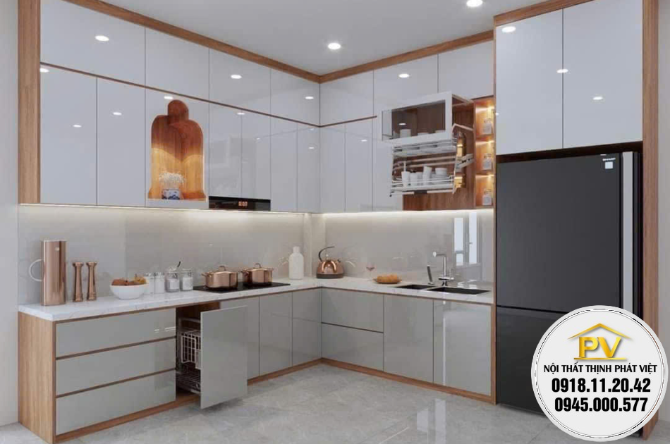 Tủ bếp chữ L tối ưu không gian tại Thịnh Phát Việt