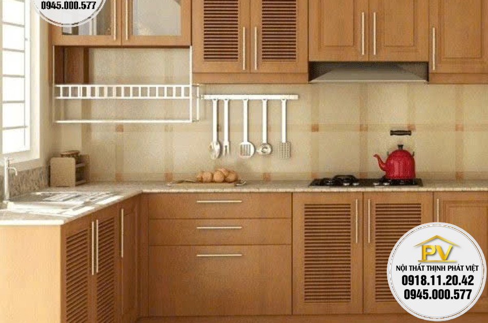 Tủ bếp nhôm giả gỗ