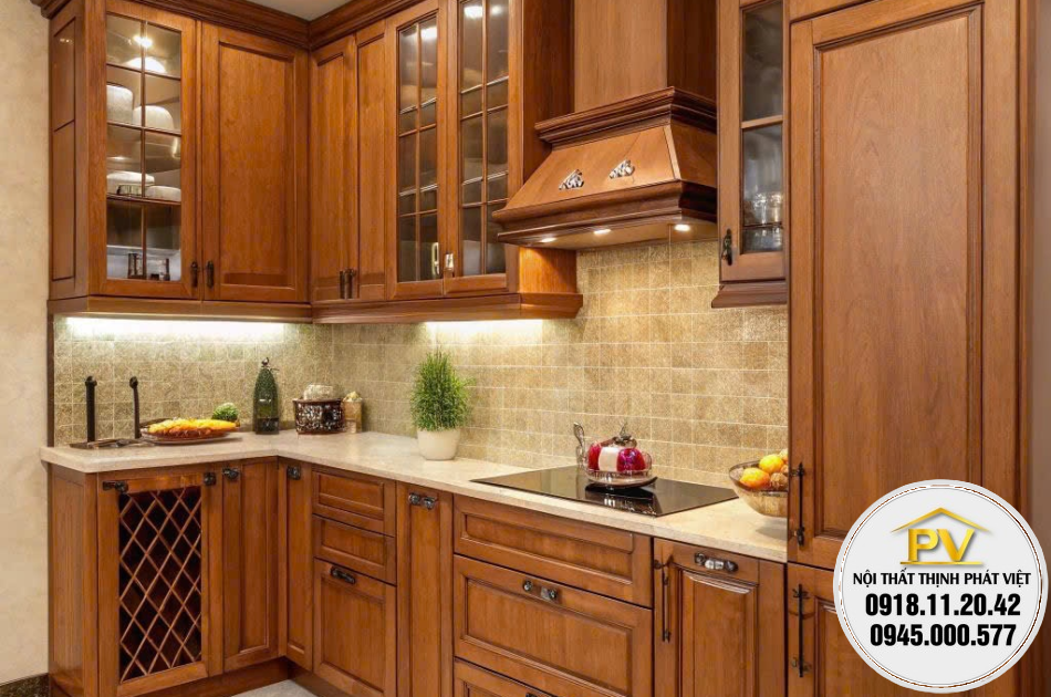 Tủ bếp nhôm giả gỗ