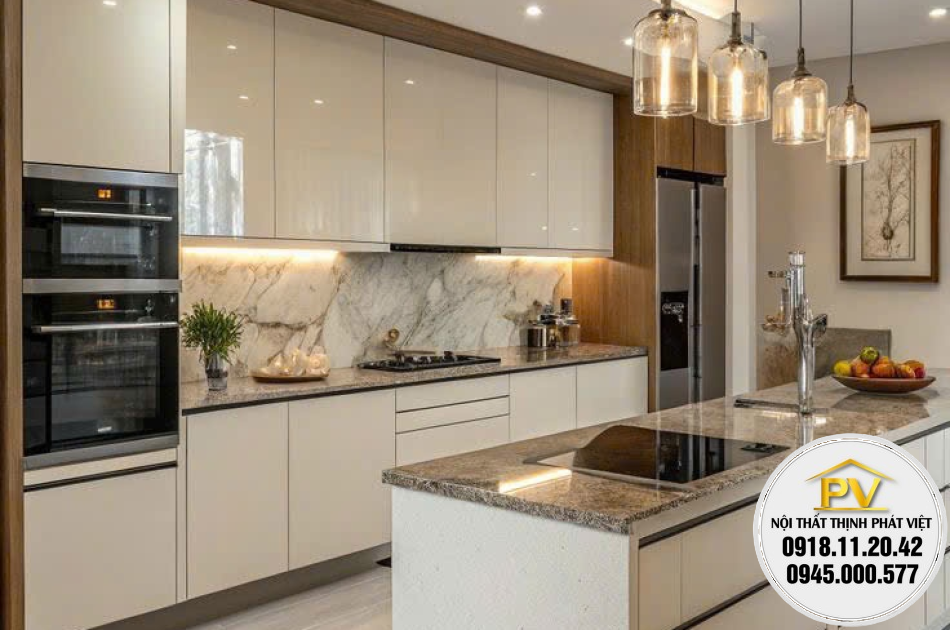 Tủ bếp trên 2 tầng