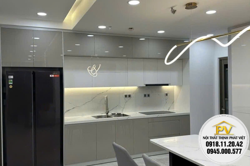 Tủ bếp trên 2 tầng