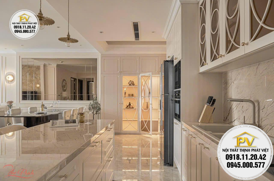 Tủ bếp trên 2 tầng