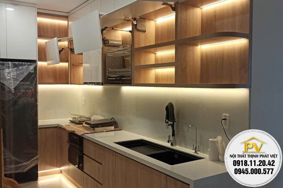 Tủ bếp trên 2 tầng